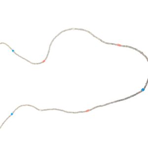 Colar transparente/ azul e vermelho